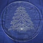 Crystal Serving Platter 12 3/4 With Etched Evergreen With Original Box