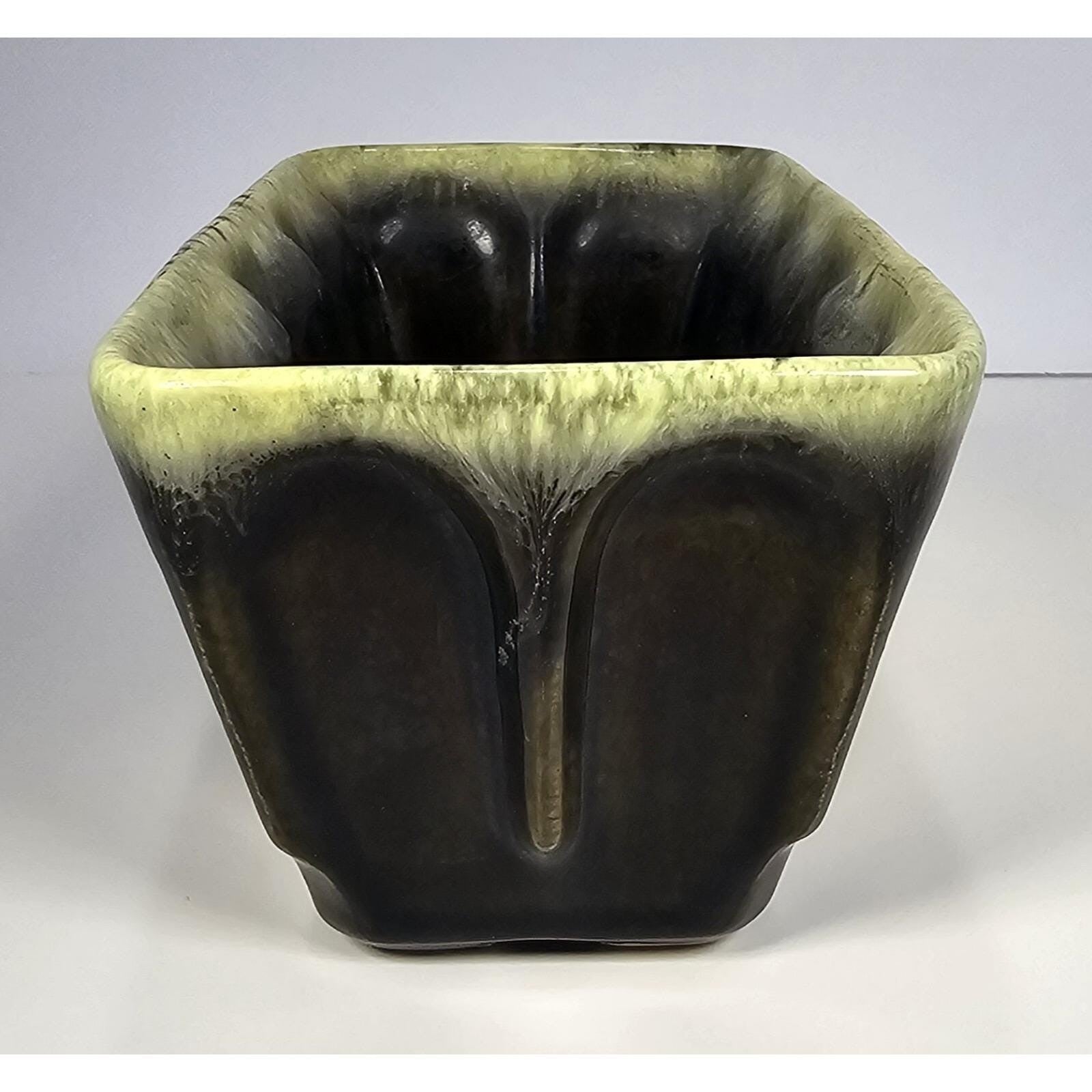 Vintage Hull USA F12 Planter Brown Green Drip Glaze Pottery