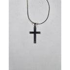 Vintage Silver Tone Cross Necklace Minimalist Christian Pendant