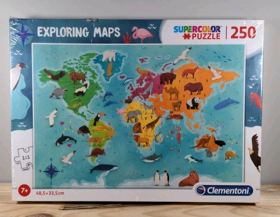 New Sealed Exploring Maps Super Color Puzzle 250 Pieces By Clementoni