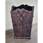 Hand-Carved Rustic Wood Box with Iron Nails | Primitive Farmhouse Decor