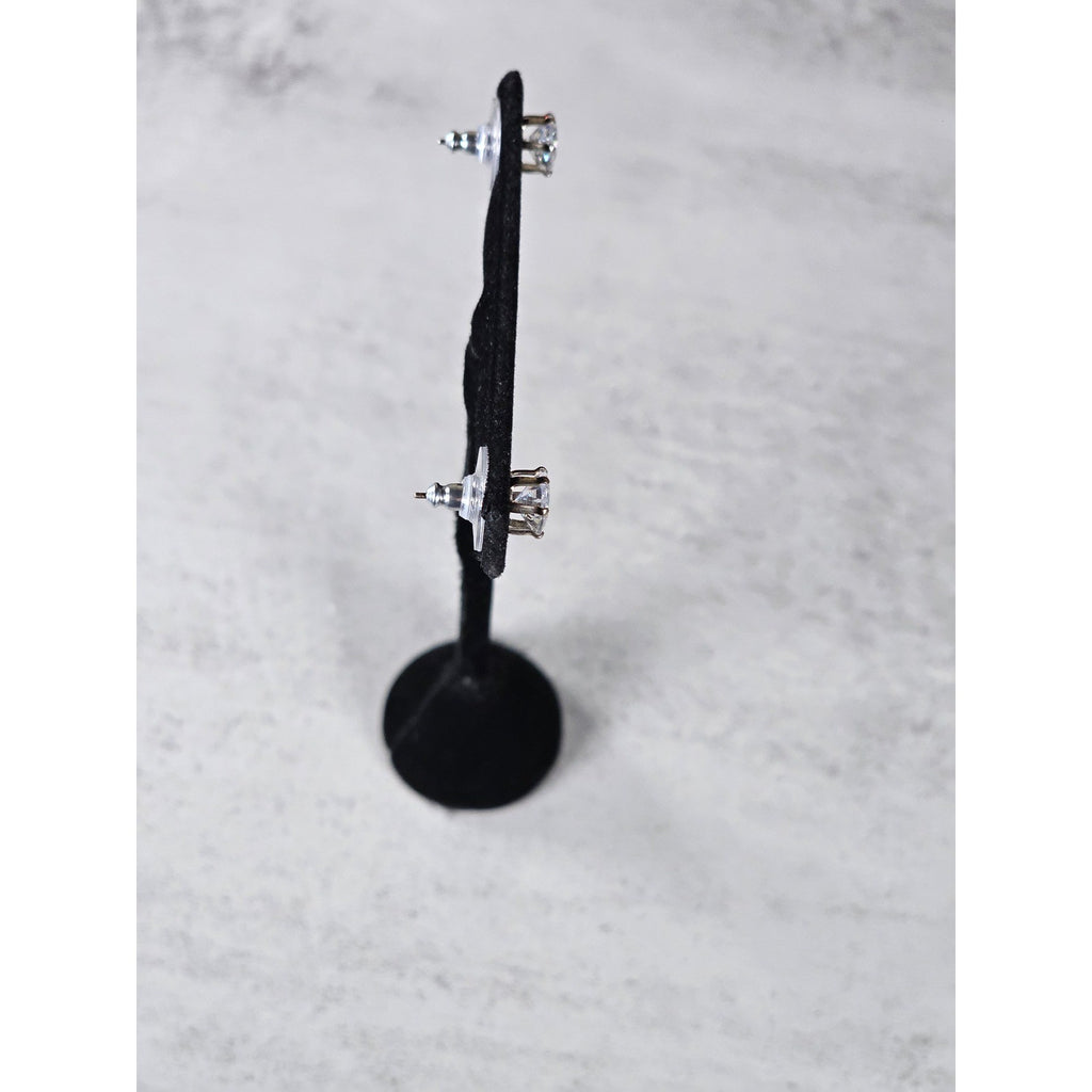 Vintage Oval Clear Rhinestone Stud Earrings Gold Tone