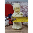 Vintage Nativity Wise Man Figurine Lamb White Gold 3.5 Inch