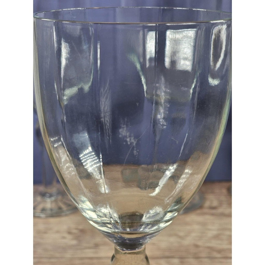 Set of 4 Vintage Crystal Water Goblets – Optic Pattern & Starburst Base