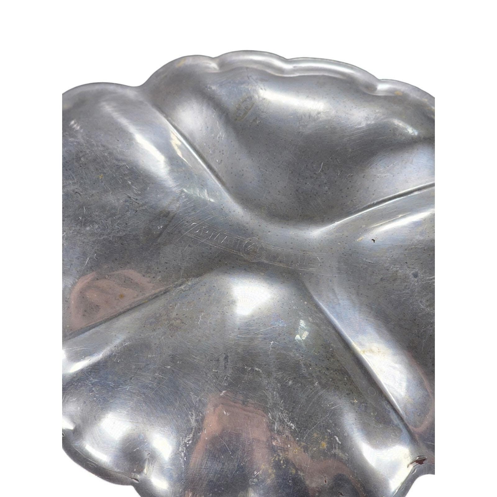 Vintage Forman Etched Aluminum Tray Oval Floral Sectioned Serving Tray 9.5"