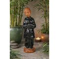 Vintage Ceramic Child Figurine Black Embossed Coat 9.5 Inch Statue