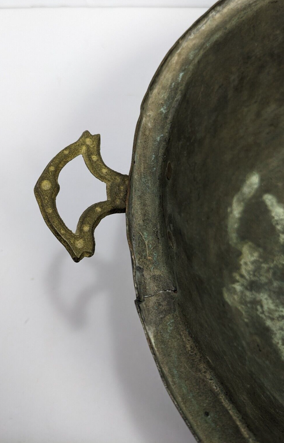 Vintage Copper Plated Pot With Cast Brass Handles