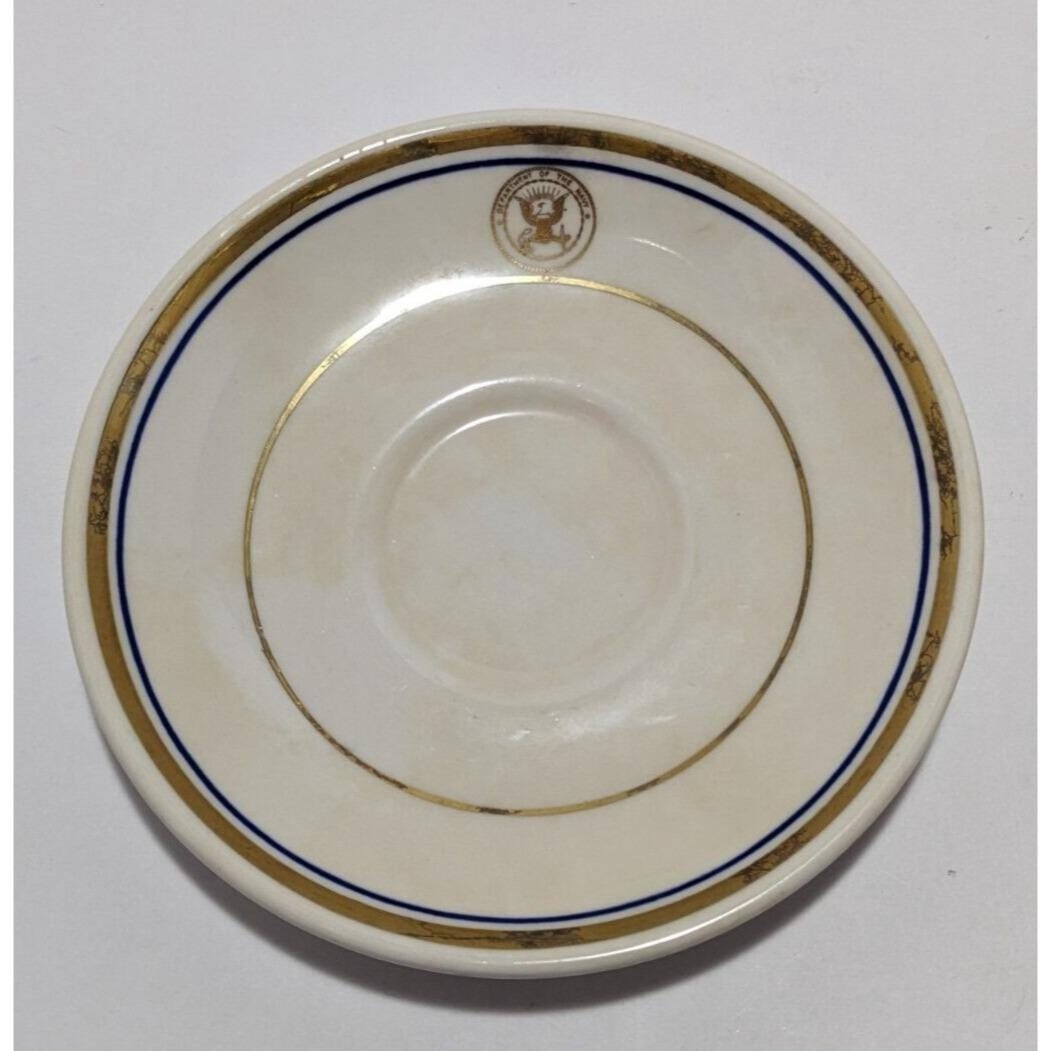 Set of 2 Homer Laughlin China USN Saucer Plates Vintage Military