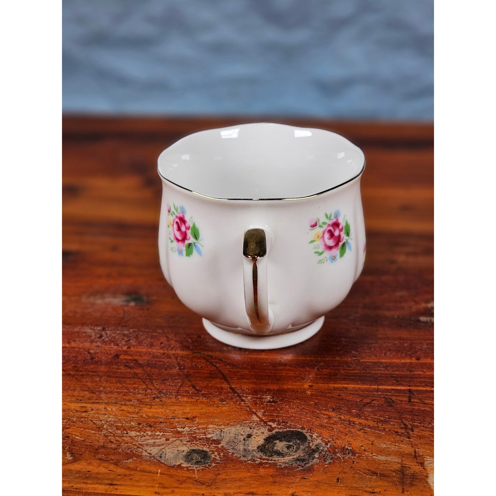 Vintage FTD Japan Porcelain Tea Cup Pink Rose Floral Gold Rim