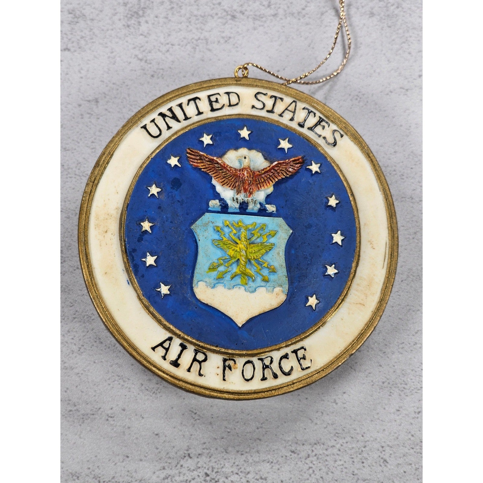 Vintage United States Air Force Ornament 1947 Seal Gold Tone