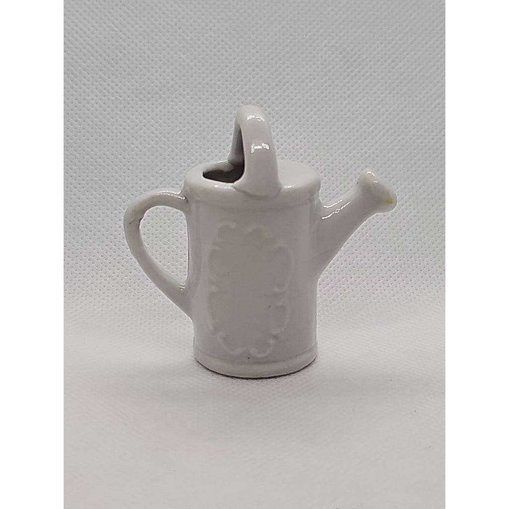 Miniature Vintage Porcelain Watering Can Figurine Roses Gold Trim Japan 2″