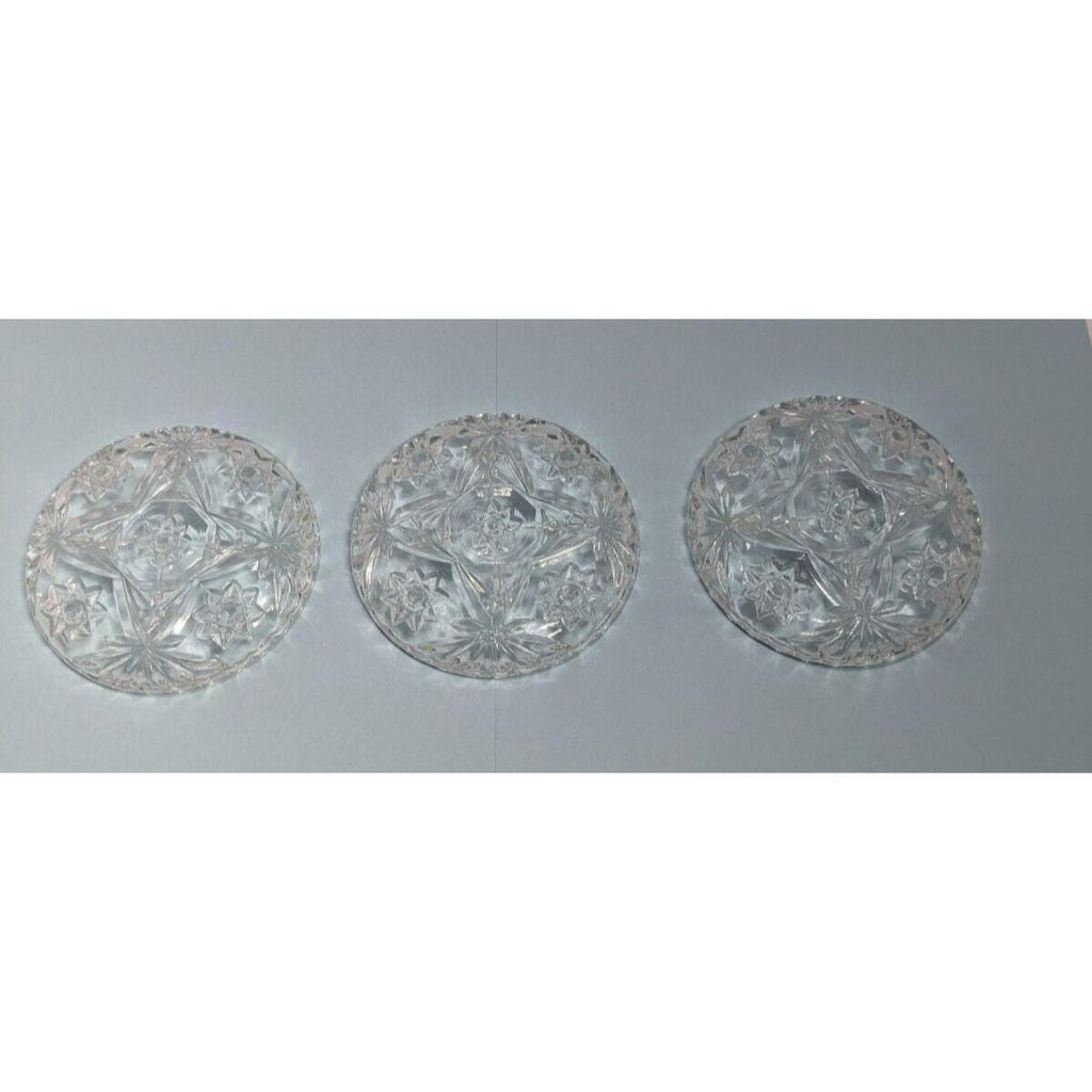 Vintage Cut Glass Coasters Set of 3 Starburst Drink Coasters