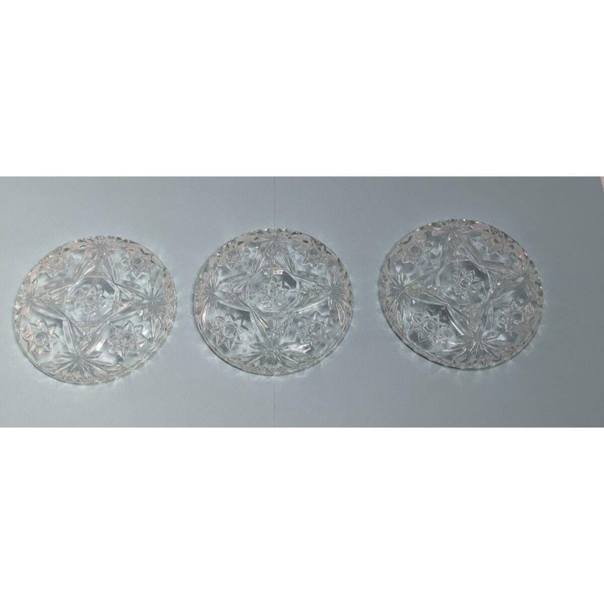 Vintage Cut Glass Coasters Set of 3 Starburst Drink Coasters