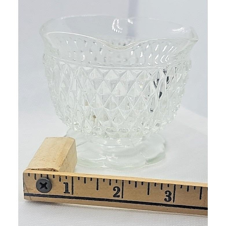 Vintage 1970s Indiana Glass Diamond Point Footed Candle Holder
