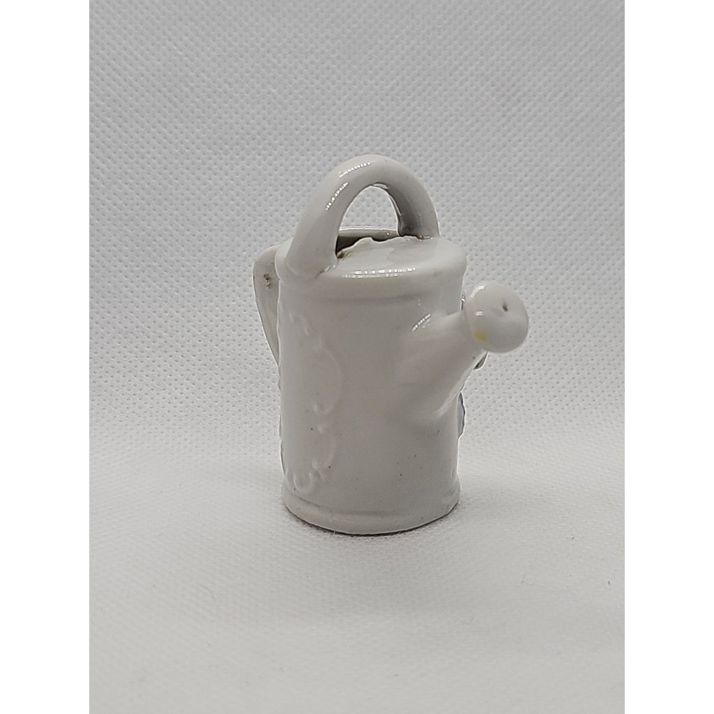 Miniature Vintage Porcelain Watering Can Figurine Roses Gold Trim Japan 2″