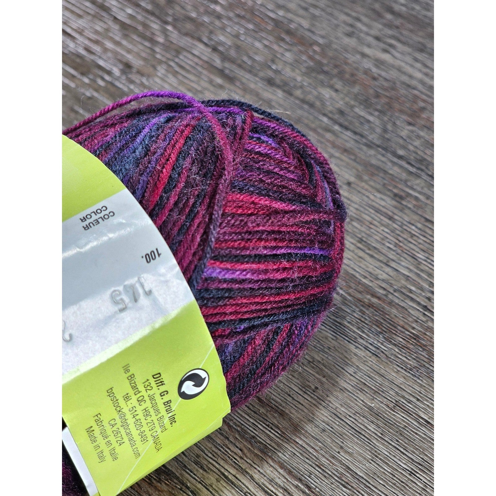 Vintage Superwash Wool Nylon Yarn 50g 210m Made in Italy Variegated