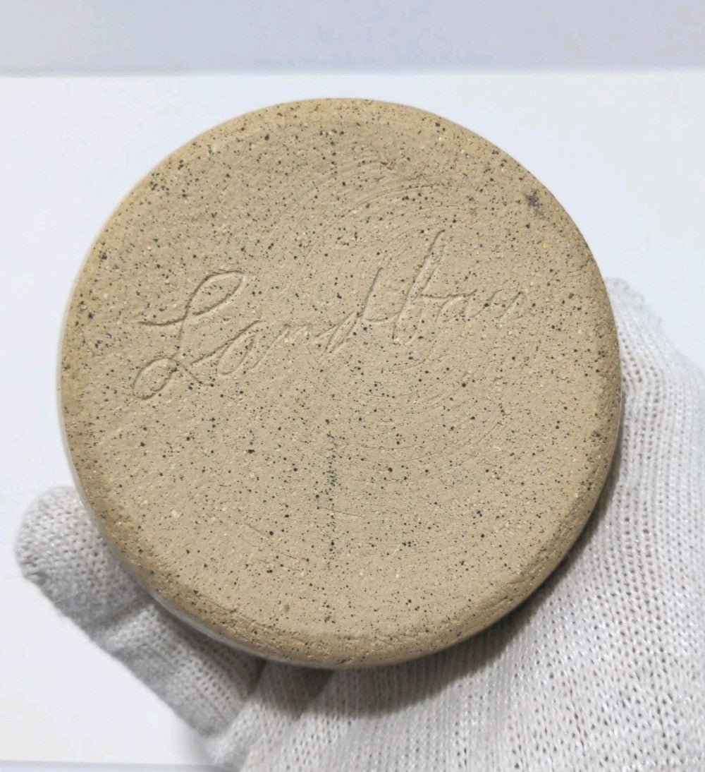 Vintage Art Pottery Vase Brown Blue Marked 4"x4"