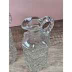Vintage Anchor Hocking Wexford Cruet Set Cube Cut Glass 6"