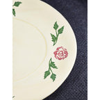 Vintage Floral Oval Serving Platter Yellow Pink Rose Ceramic 16x12