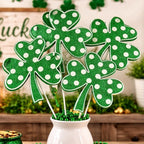 Set of 4 Green Polka Dot Clover Sprays 19" Glitter St Patrick Picks
