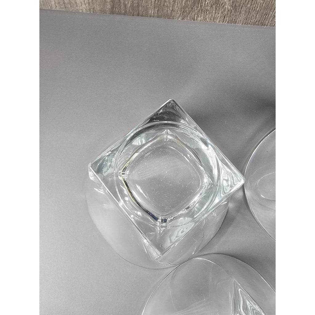 Vintage Lead Crystal Whiskey Glasses Set of 4 Square Base