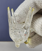 Set Of 2 Lucite Clear Acrylic Mouse Figurines 2 3/4 Inches With Yellow Ears & Ac