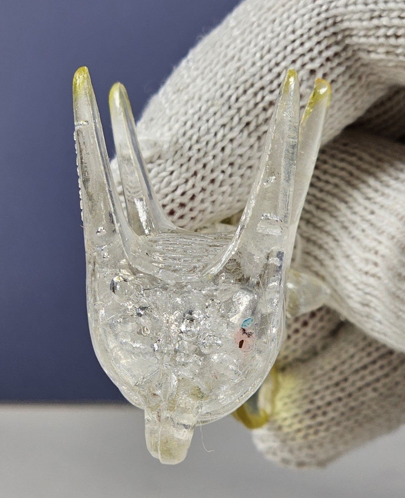 Set Of 2 Lucite Clear Acrylic Mouse Figurines 2 3/4 Inches With Yellow Ears & Ac