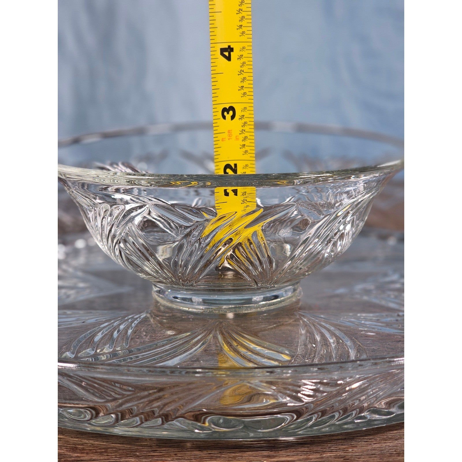 Vintage Pressed Glass Reversible Food Display Stand with Dip Bowl 11"