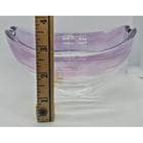 Vintage Ribbed Glass Bowl Purple Satin Edge Serving Dish