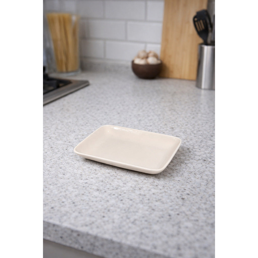 Old Pottery Company Rectangular Dish 7x5 Cream Stoneware Tray
