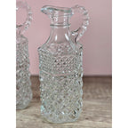 Vintage Anchor Hocking Wexford Cruet Set Cube Cut Glass 6"