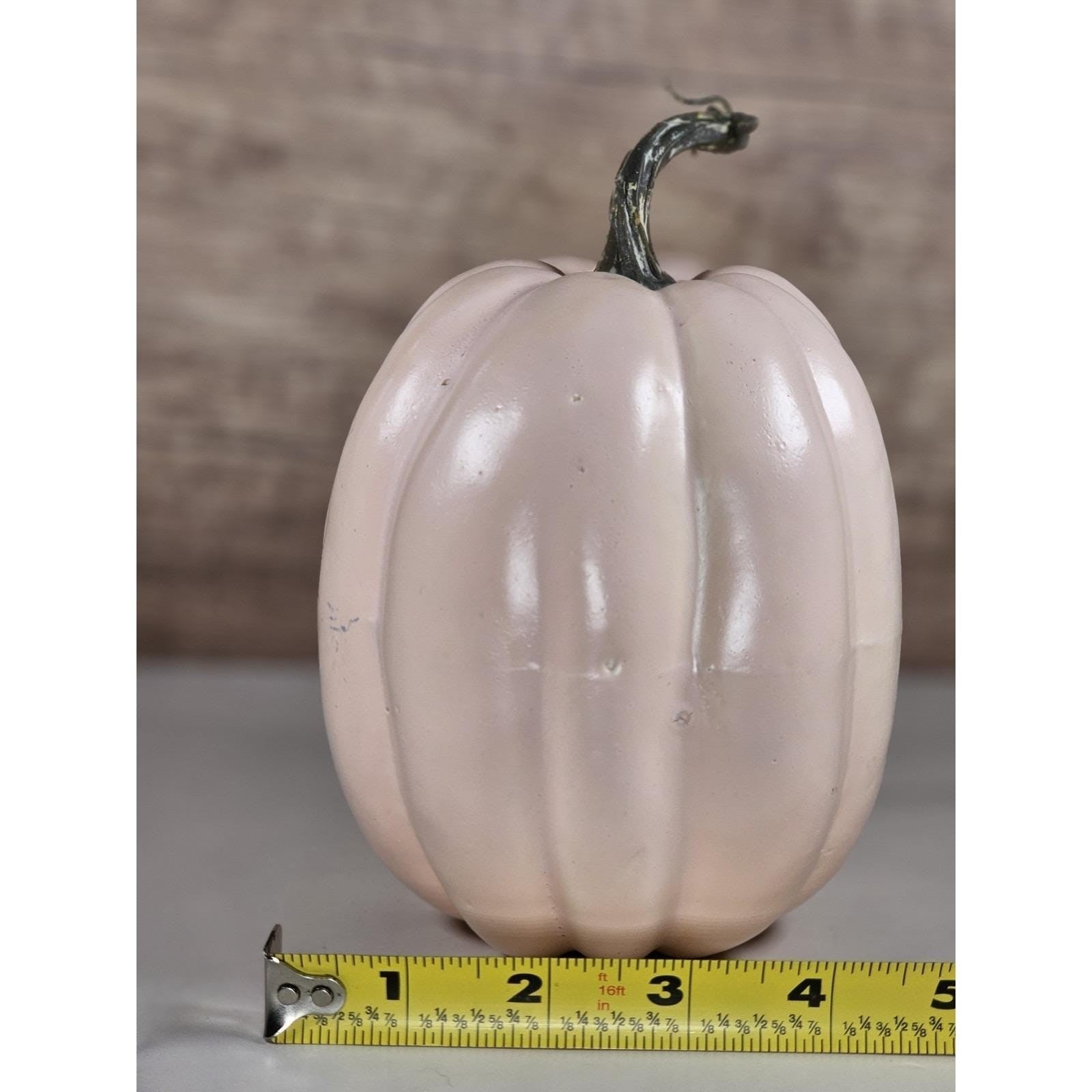 Vintage Blush Pink Ceramic Pumpkins Set Fall Decor Ribbed Pumpkins