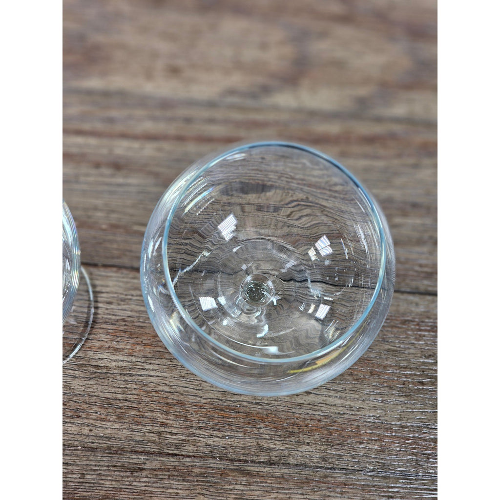 Vintage Clear Bowl Wine Glasses Set of 2 Stemware 8.5" Tall