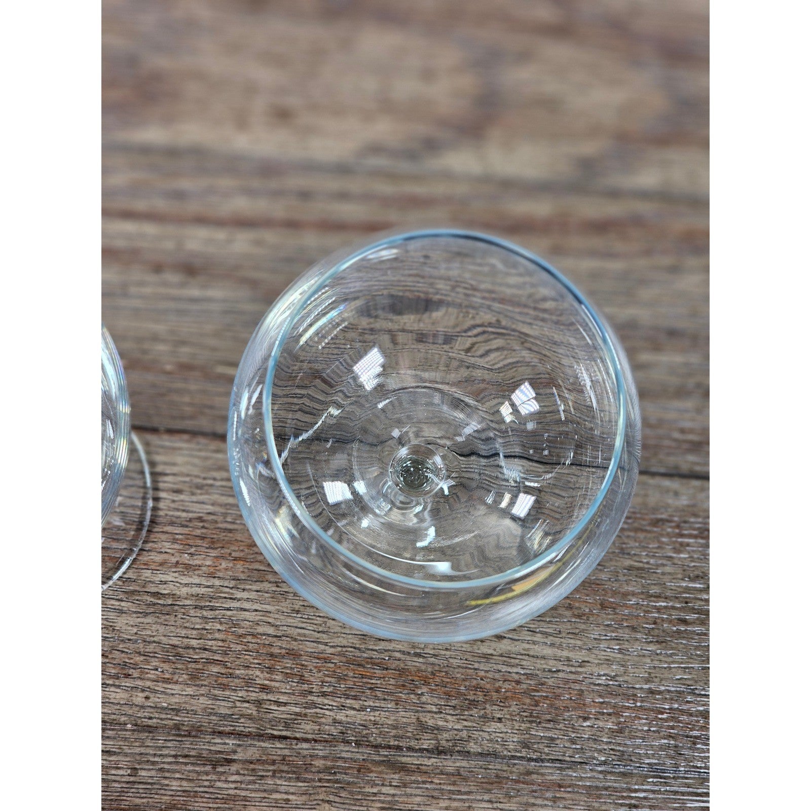 Vintage Clear Bowl Wine Glasses Set of 2 Stemware 8.5" Tall
