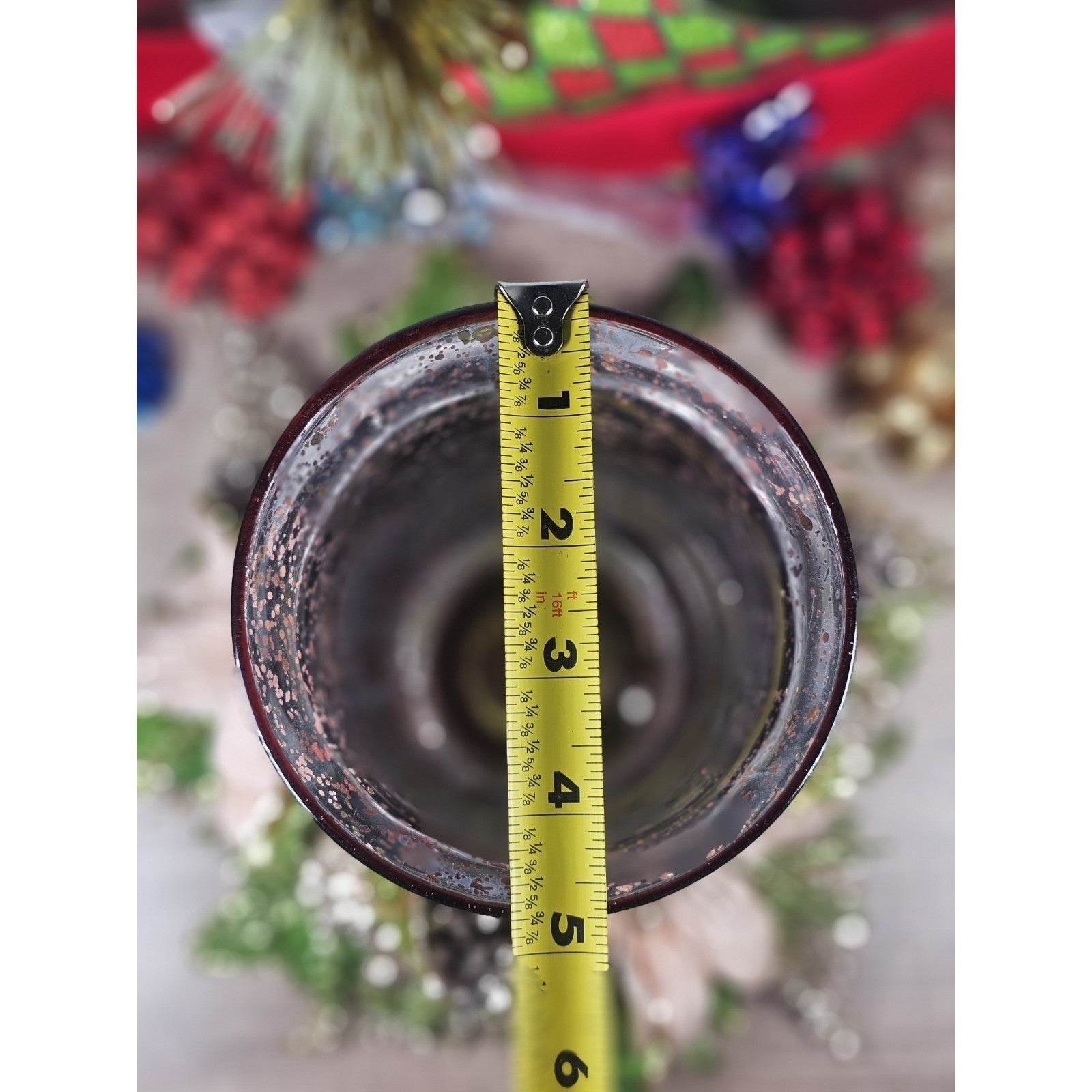 Vintage Pink Glitter Holder Holiday Centerpiece Floral Decor