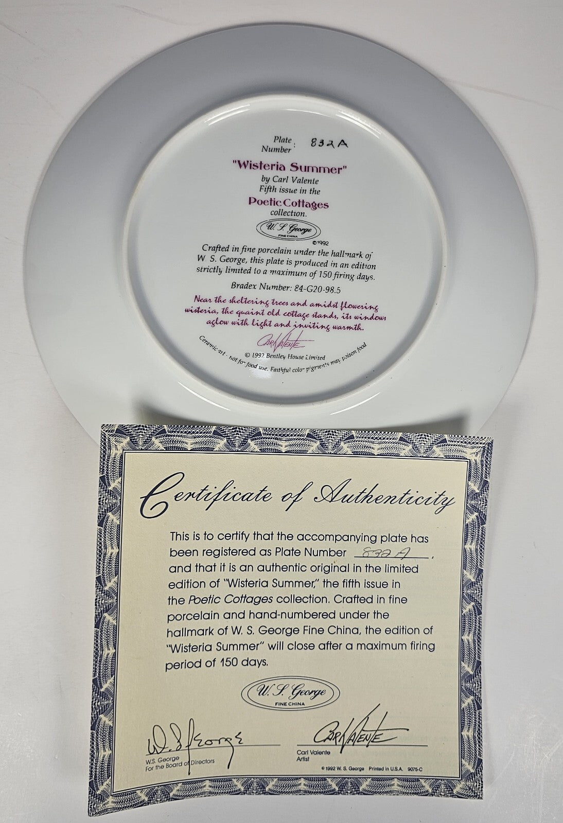 Wisteria Summer Poetic Cottages Collector Plate by Carl Valente