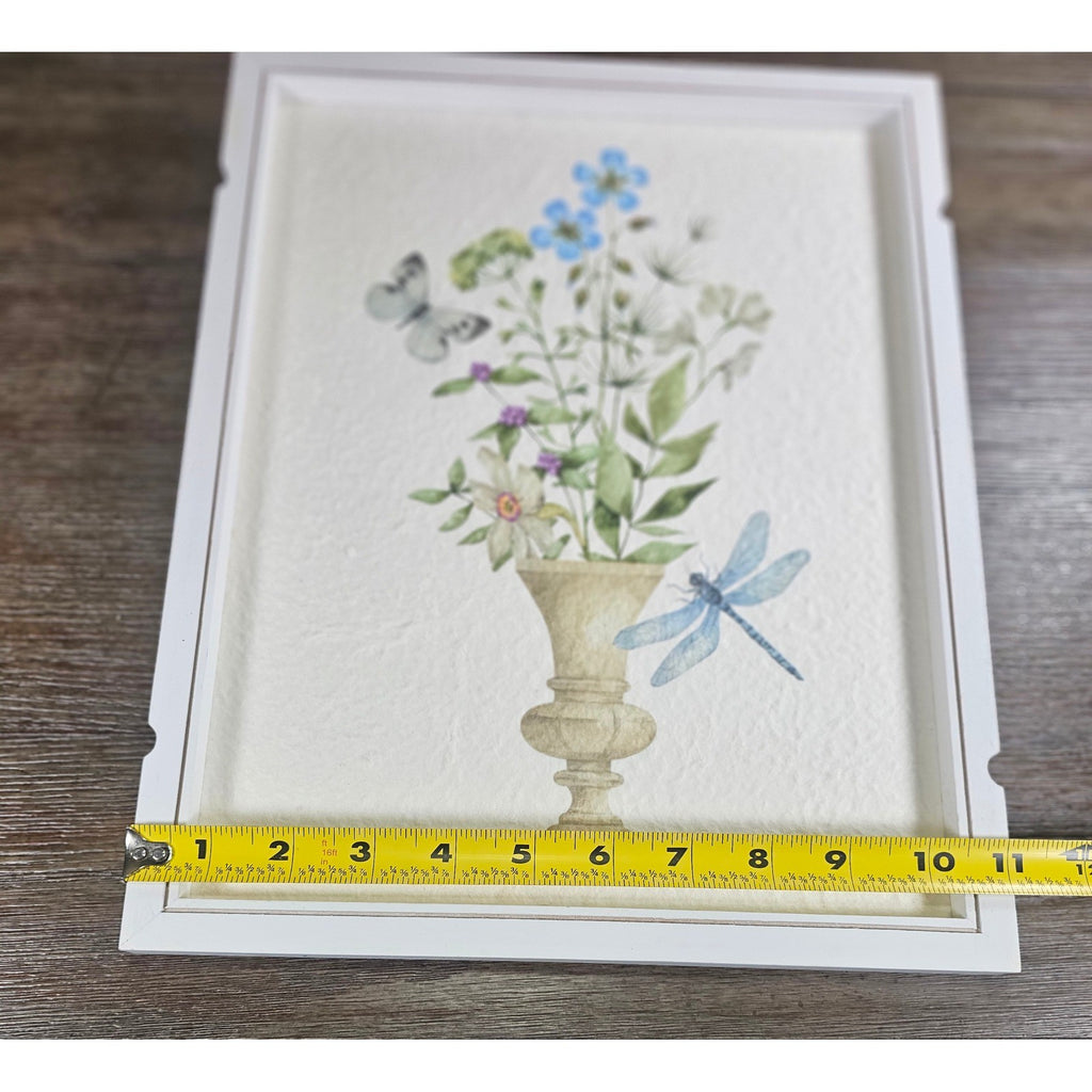 Textured Botanical Print Framed Wall or Tabletop Floral Decor