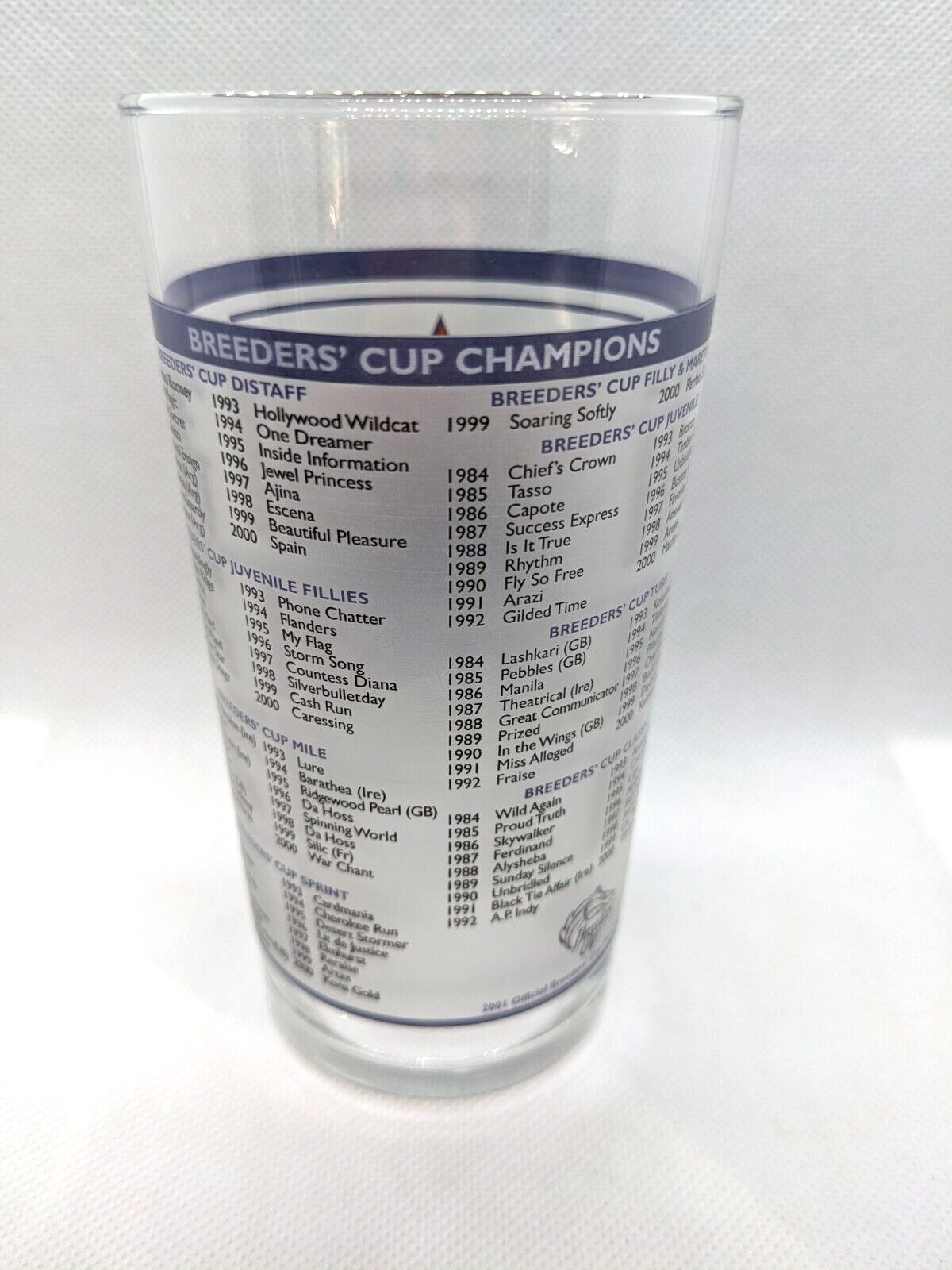 Vintage Breeders Cup 2001 at Belmont Park Racing Glass by Libbey