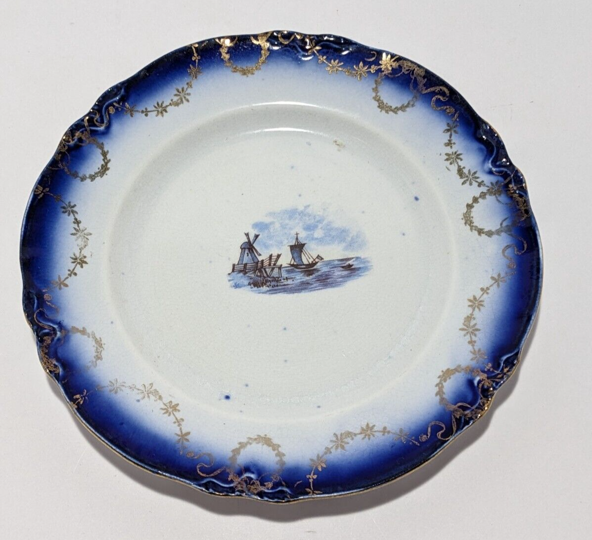 La Francaise Porcelain Blue and Gold Bread and Butter Plate #2