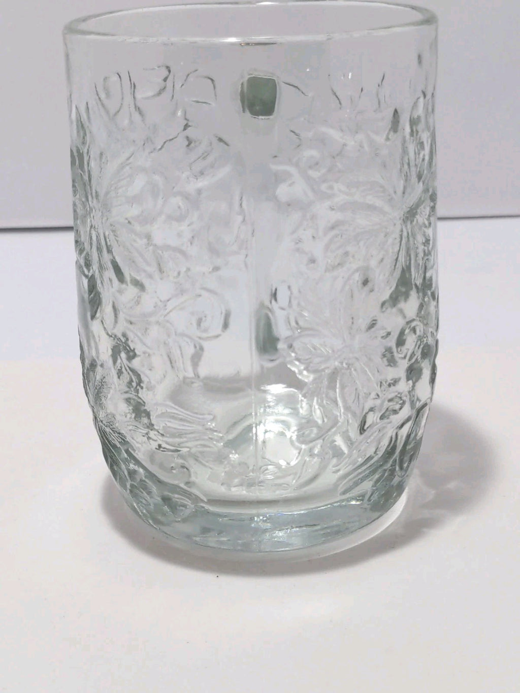 Set of 3 Princess House Fantasia Clear Glass Poinsettia Design Coffee Mug Cup