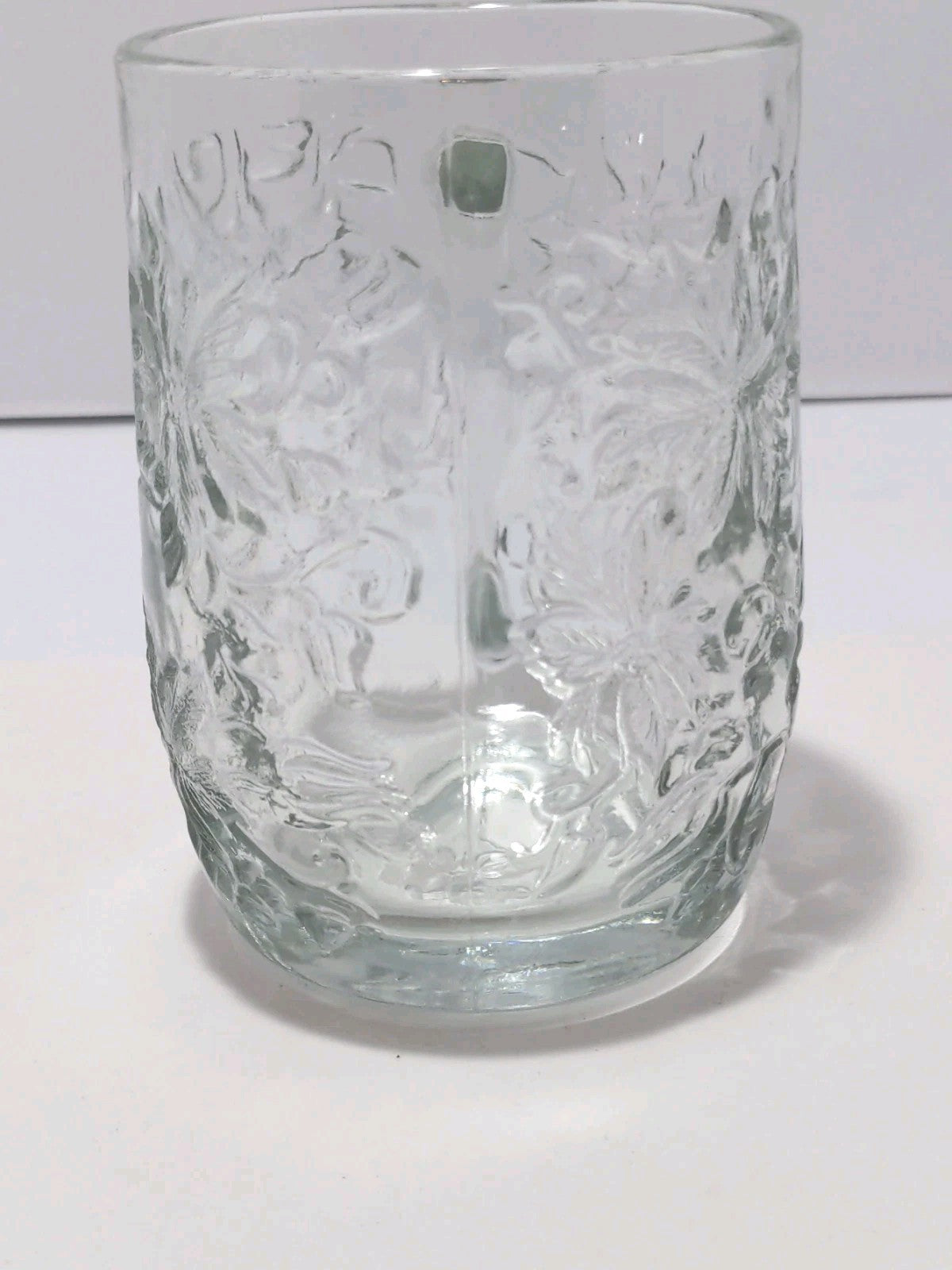 Set of 3 Princess House Fantasia Clear Glass Poinsettia Design Coffee Mug Cup