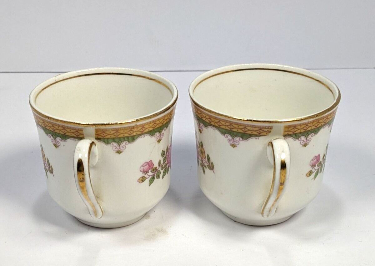 Vintage Set of Two Pope Gosser Saucer and Tea Cups With Gold Trim