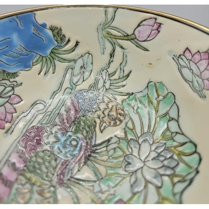 Antique Chinese Famille Rose Bowl Tongzhi Mark Lotus Mandarin Ducks