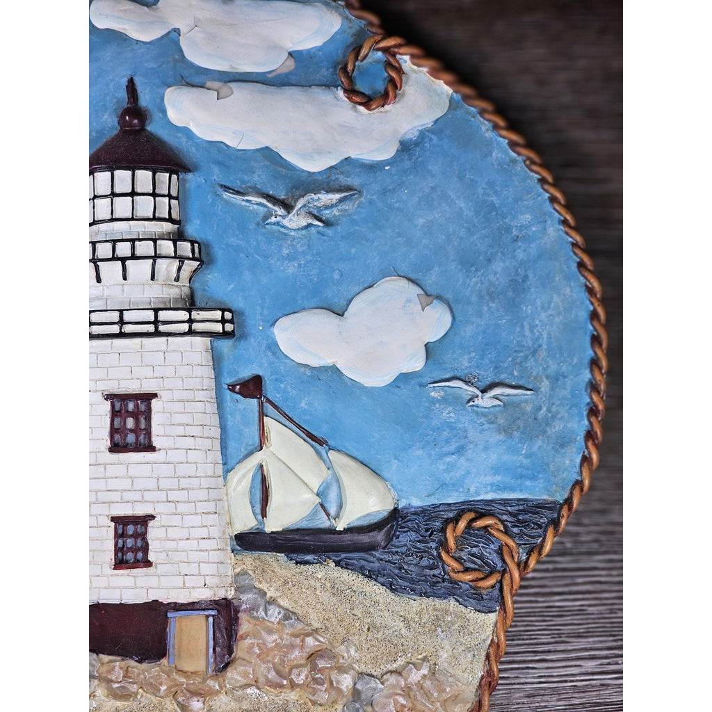 Ganz 3D Lighthouse Coastal Wall Decor – Nautical Beach Hanging Art 12.5"