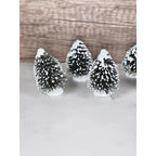 Mini Snow Covered Christmas Village Trees Set of 8 Winter Holiday Decor