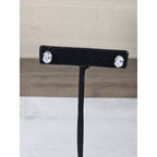 Vintage Oval Clear Rhinestone Stud Earrings Gold Tone