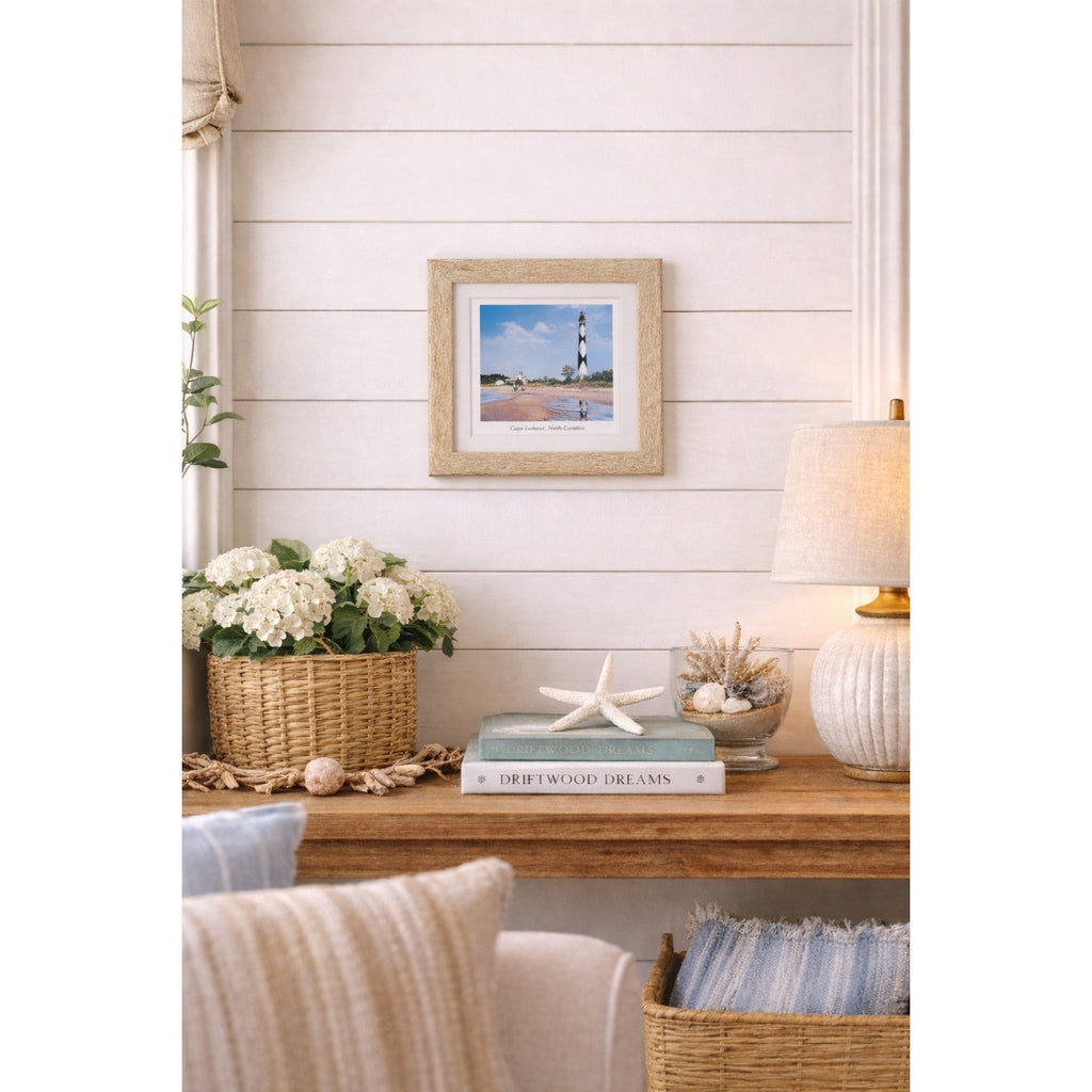 Vintage Framed Coastal Lighthouse Print Signed William Mangum 13.5x12