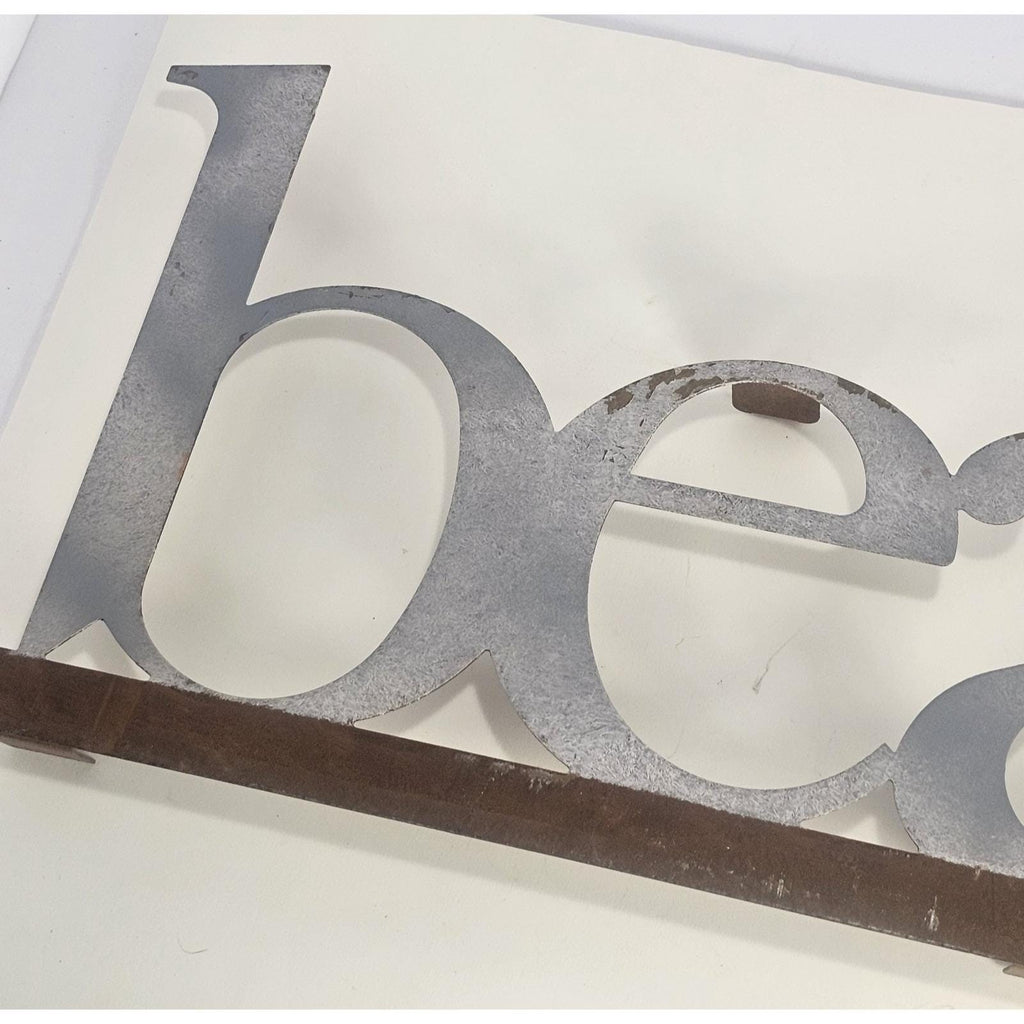 Vintage Metal BEACH Wall Sign Rustic Coastal Pop Out Letters