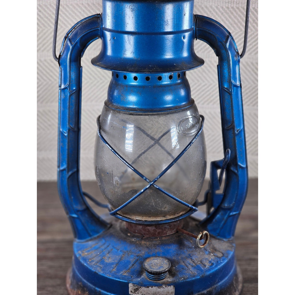 Vintage Dietz Air Pilot Lantern Blue Kerosene Oil Lamp 13.5" Tall