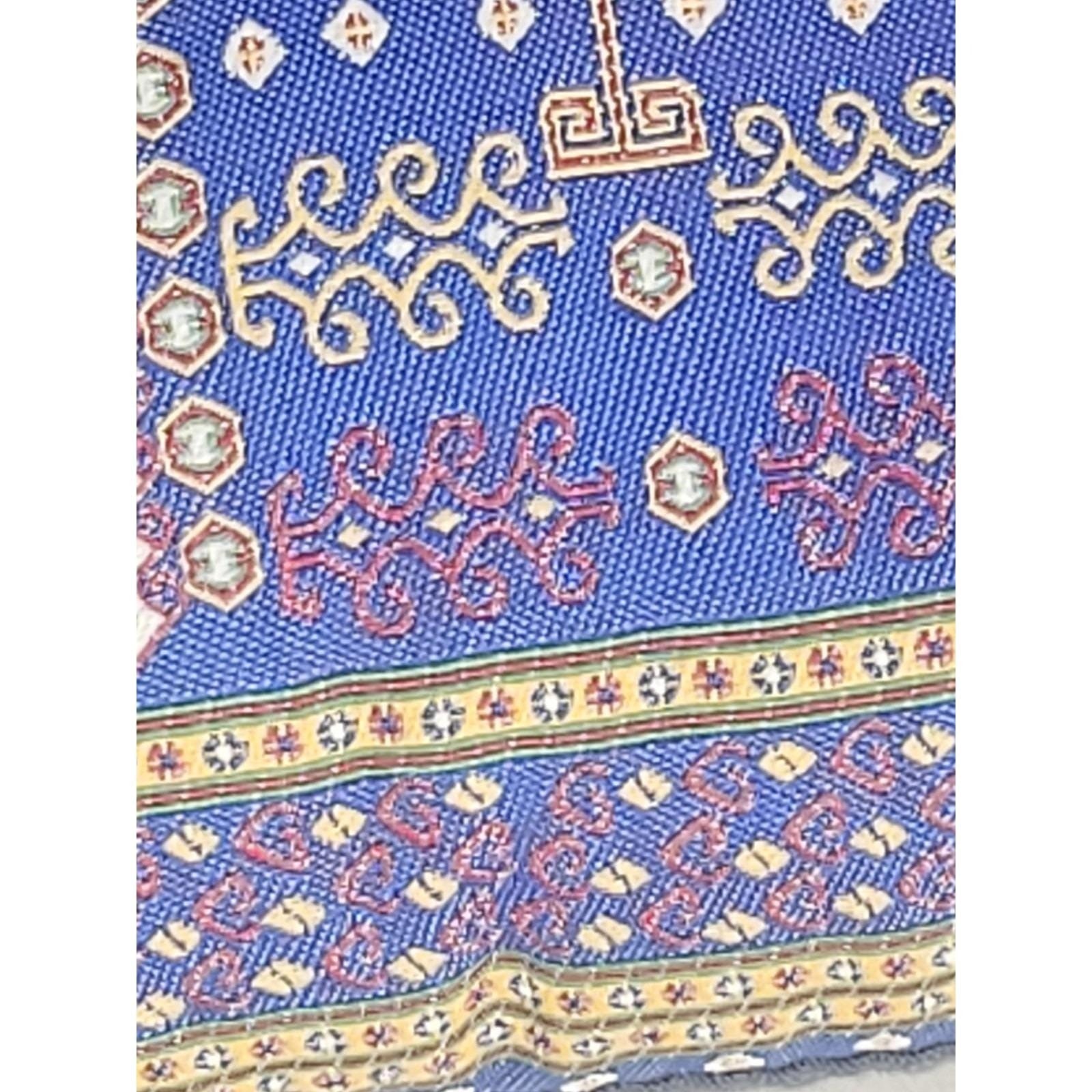 Vintage Turkish Carpet Pillow 9x6 Embroidered Silk Accent Cushion